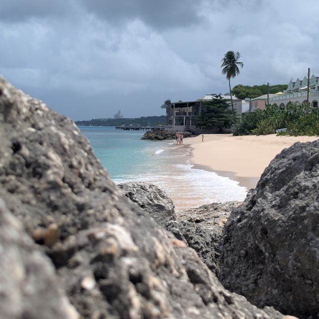 Rocky coast and white-sand beach